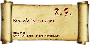 Kocsák Fatime névjegykártya